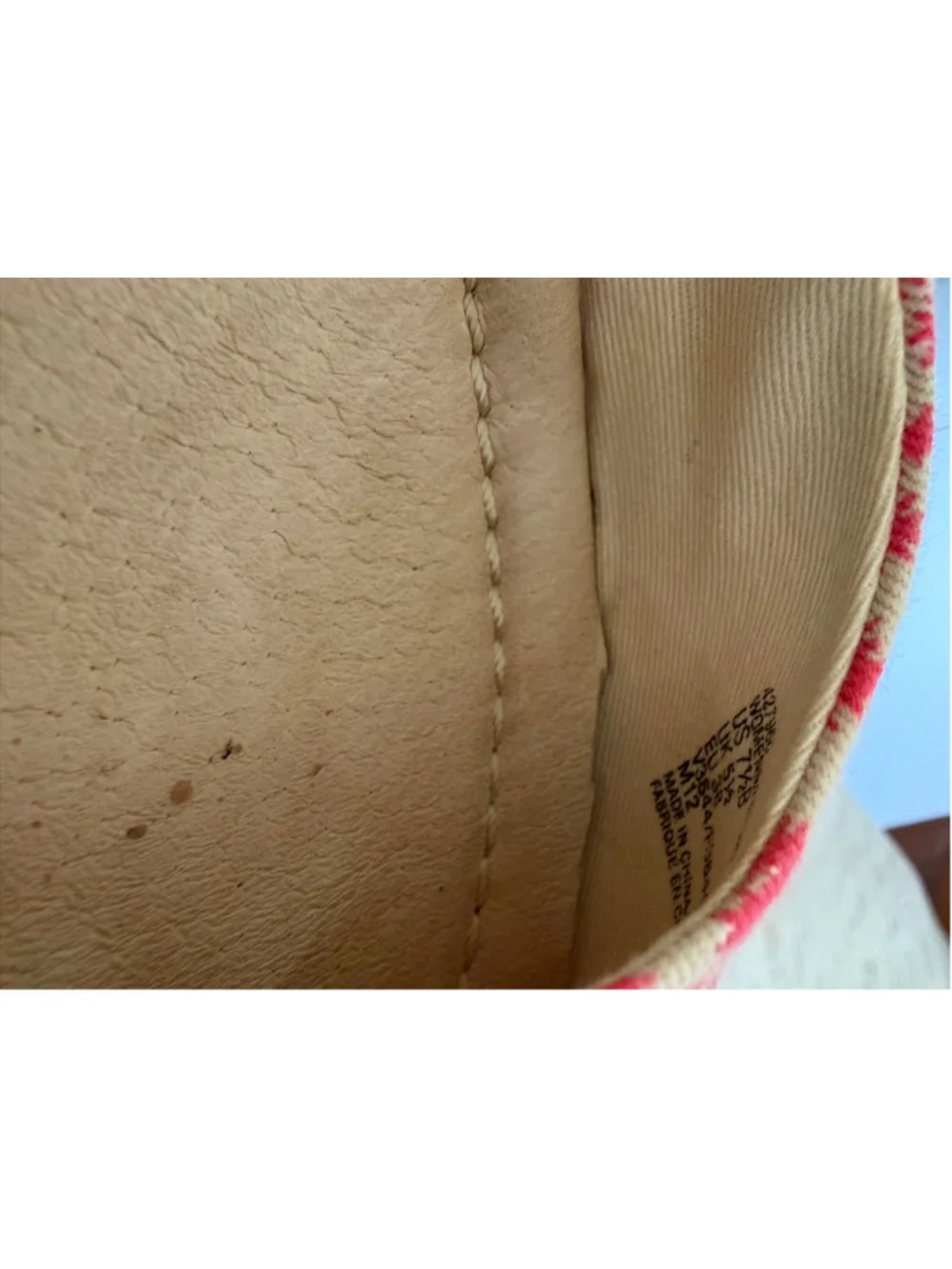 Women's Lands' End Pink Beige Patterned Espadrille Wedges 7.5